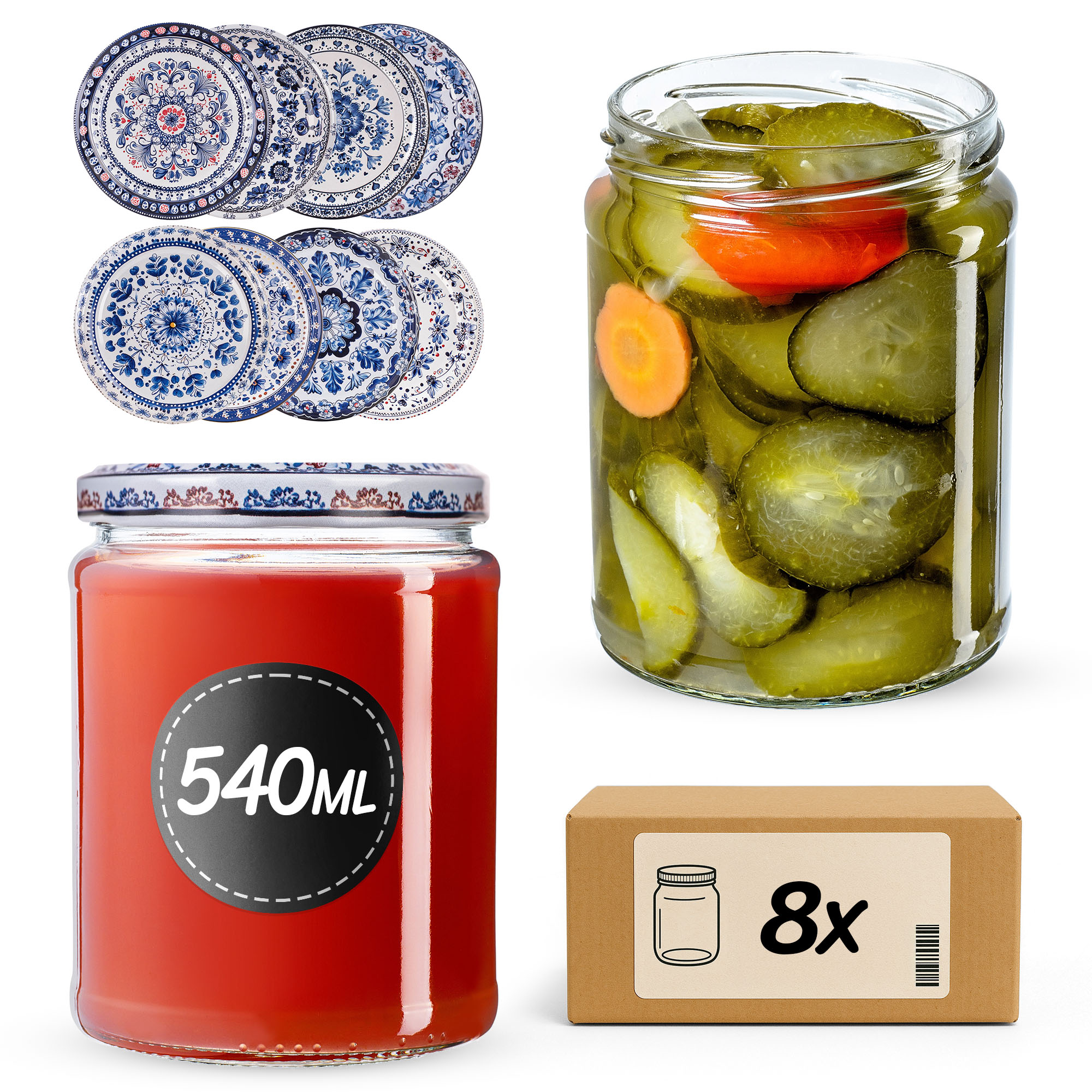 Słoiki na przetwory Maki 540ml fi82mm 8szt + wieczko Bolesławiec