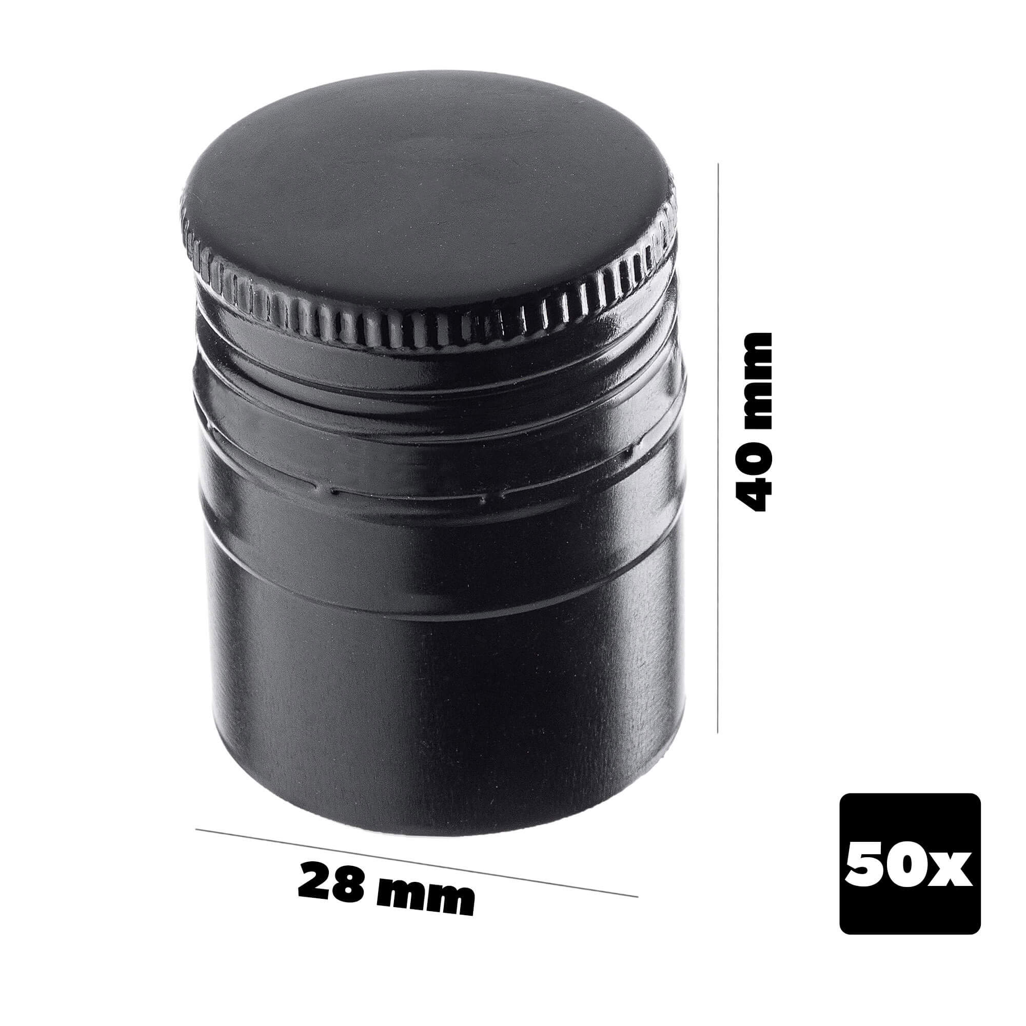 Aluminiowa zakrętka do butelek Annot fi 28mm długa czarna 50 szt.