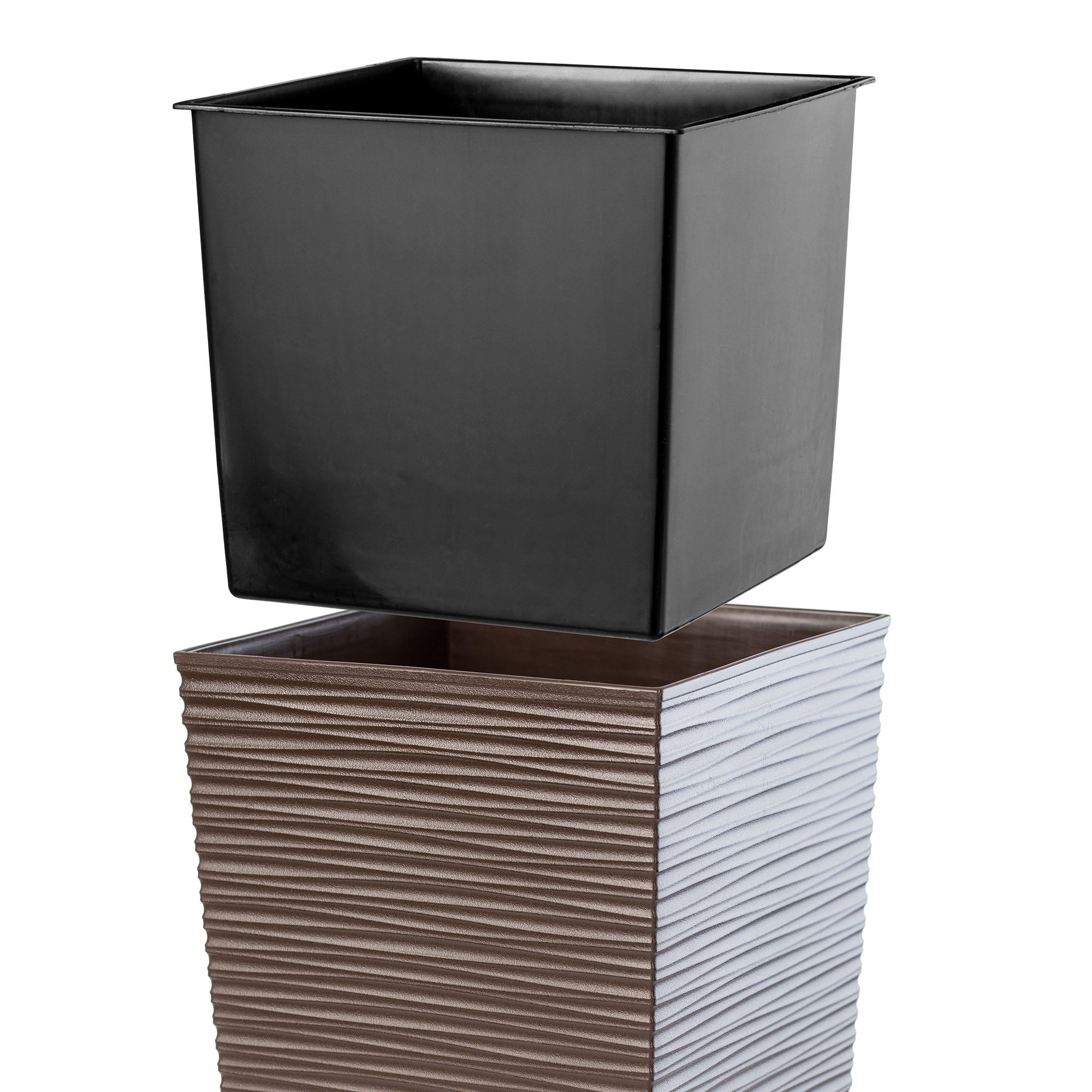 Donica na kwiaty z wkładem Tuluza dłuto 25 cm, mokka