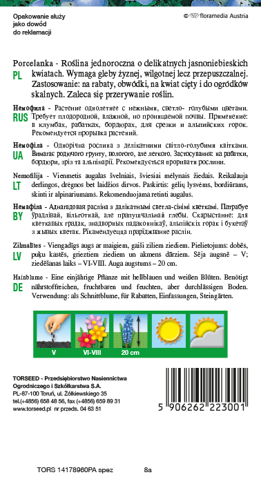 Porcelanka - Nemophila maculata niebieska 1g