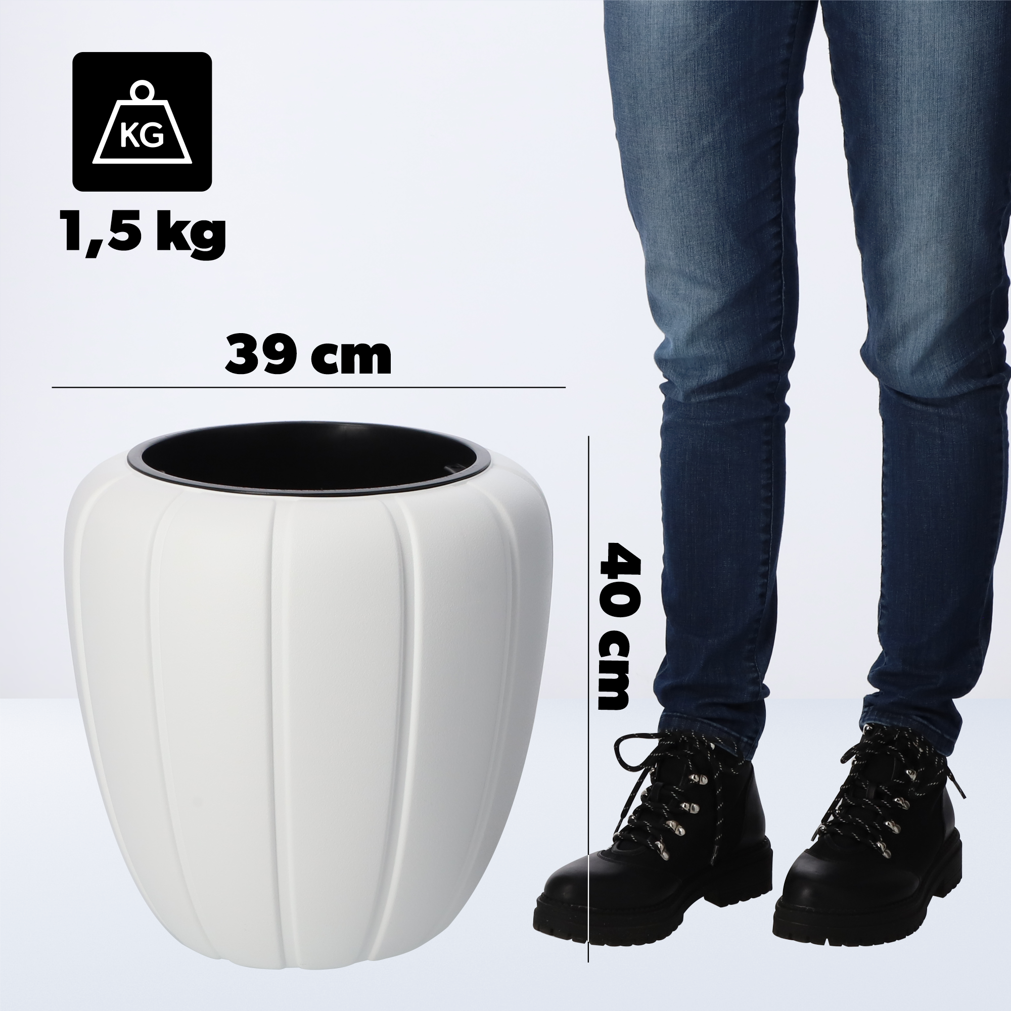 Donica na kwiaty z wkładem Pale 40 cm, biała