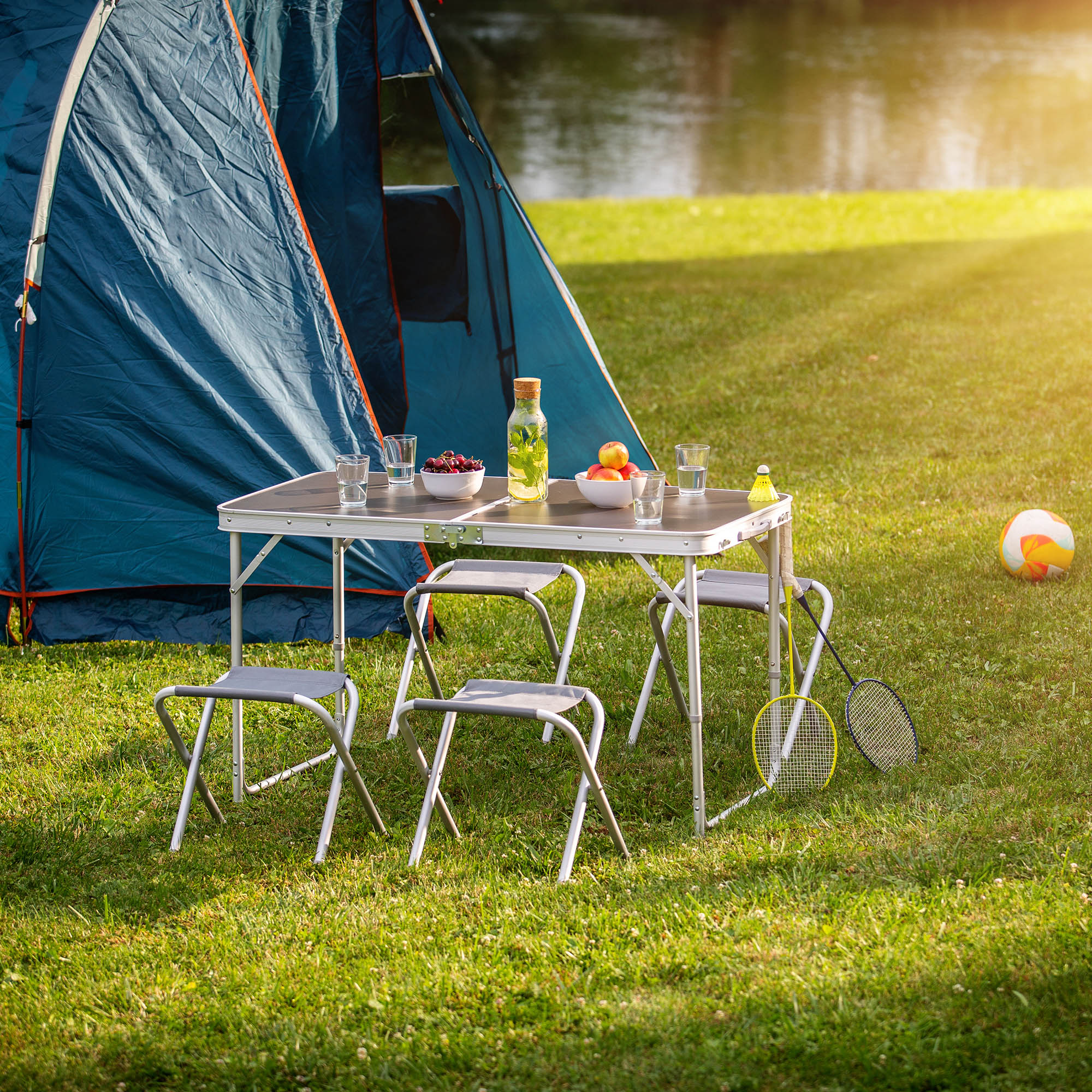 Meble kempingowe Tarragona zestaw na camping, szary