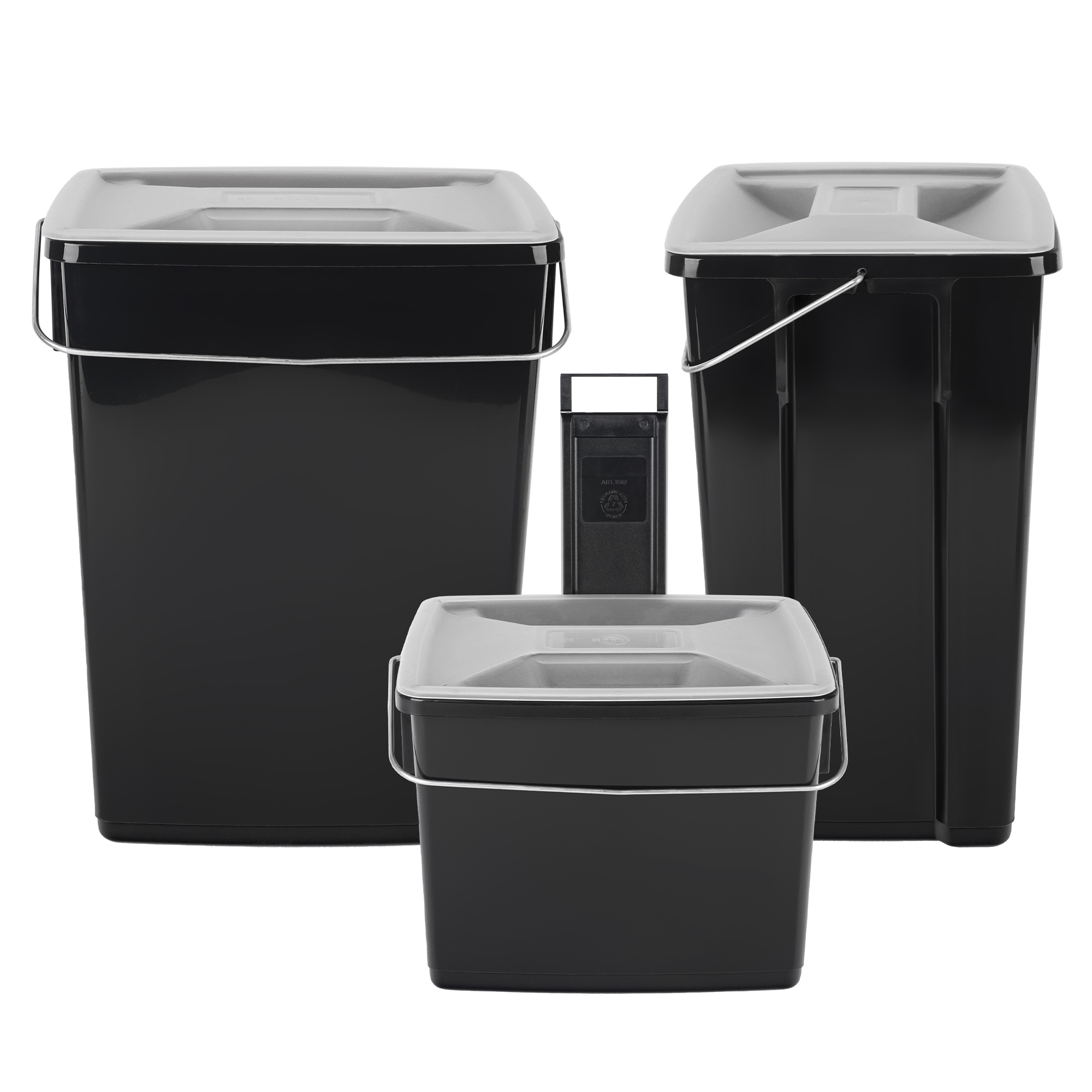 Kosze do segregacji śmieci Curver 2 x 10L + 6L, czarne