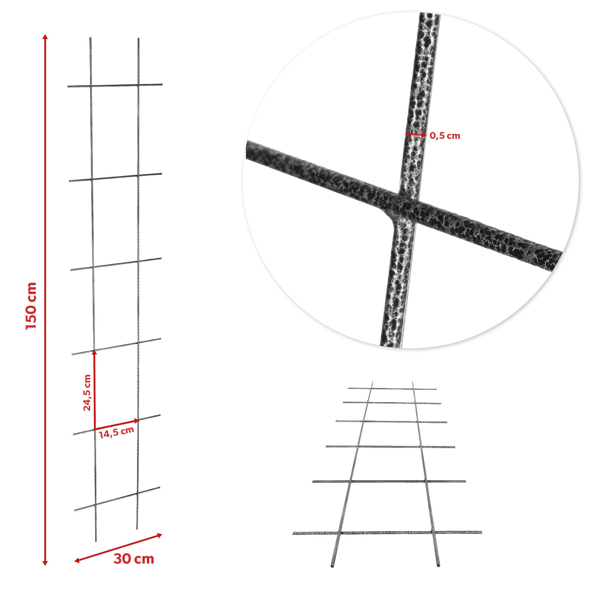 Drabinka na kwiaty Russi metalowa 150 cm, czarna
