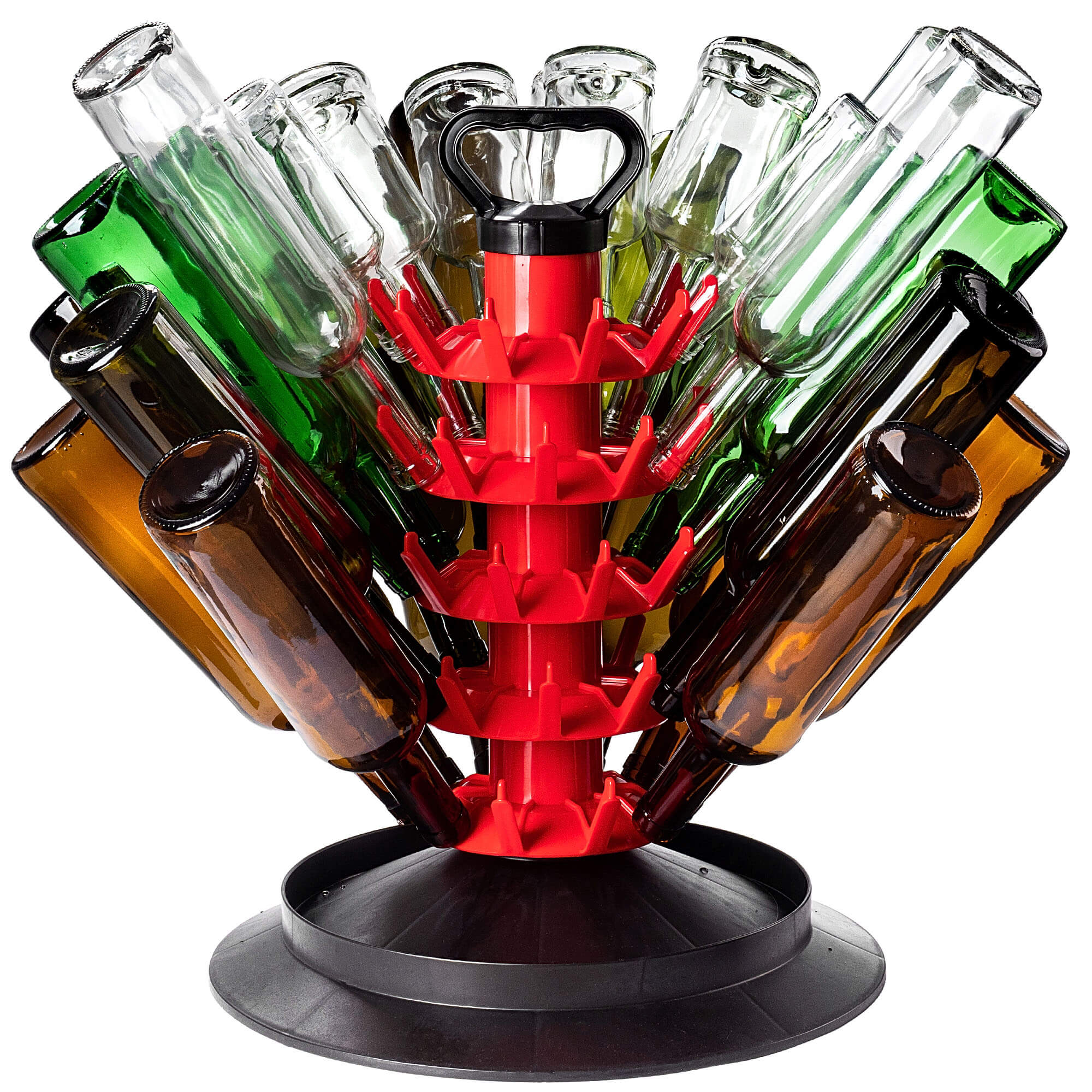 Suszarka ociekacz do butelek Nusco na 50 sztuk z uchwytem czerwony