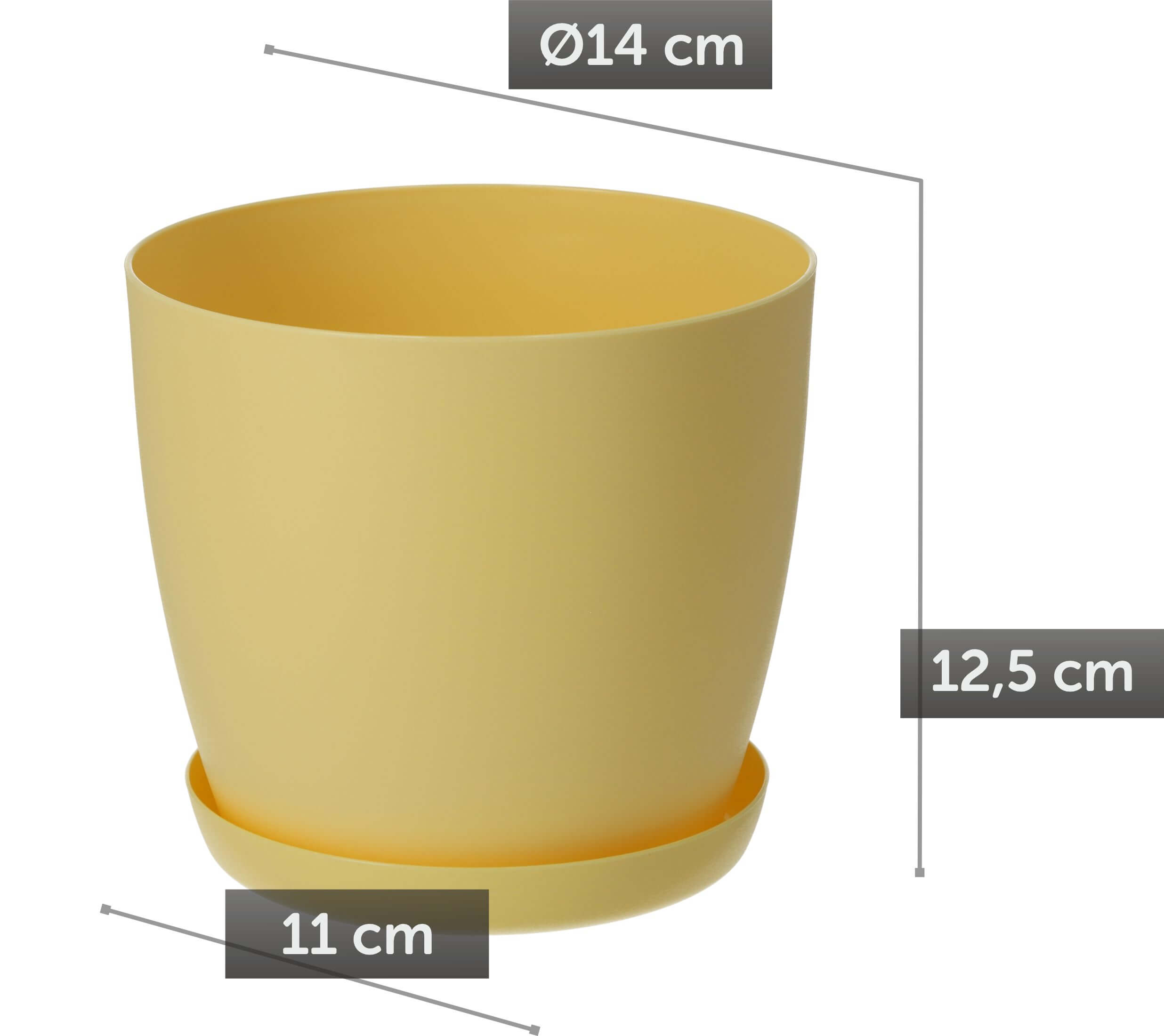 Doniczka Agen z podstawką 14 cm, matowa żółta