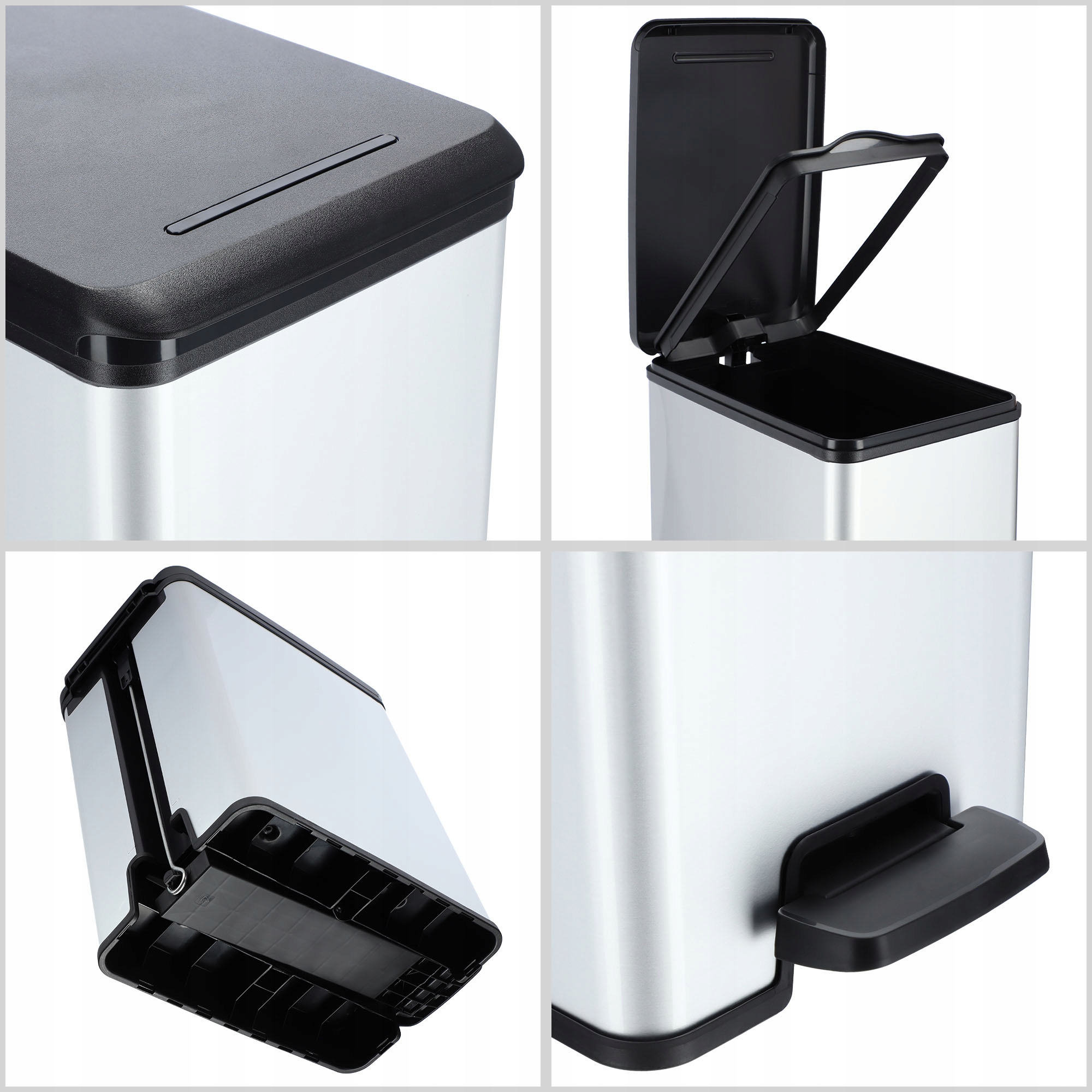 Kosz na śmieci Curver Slim Bin 25L, srebrny