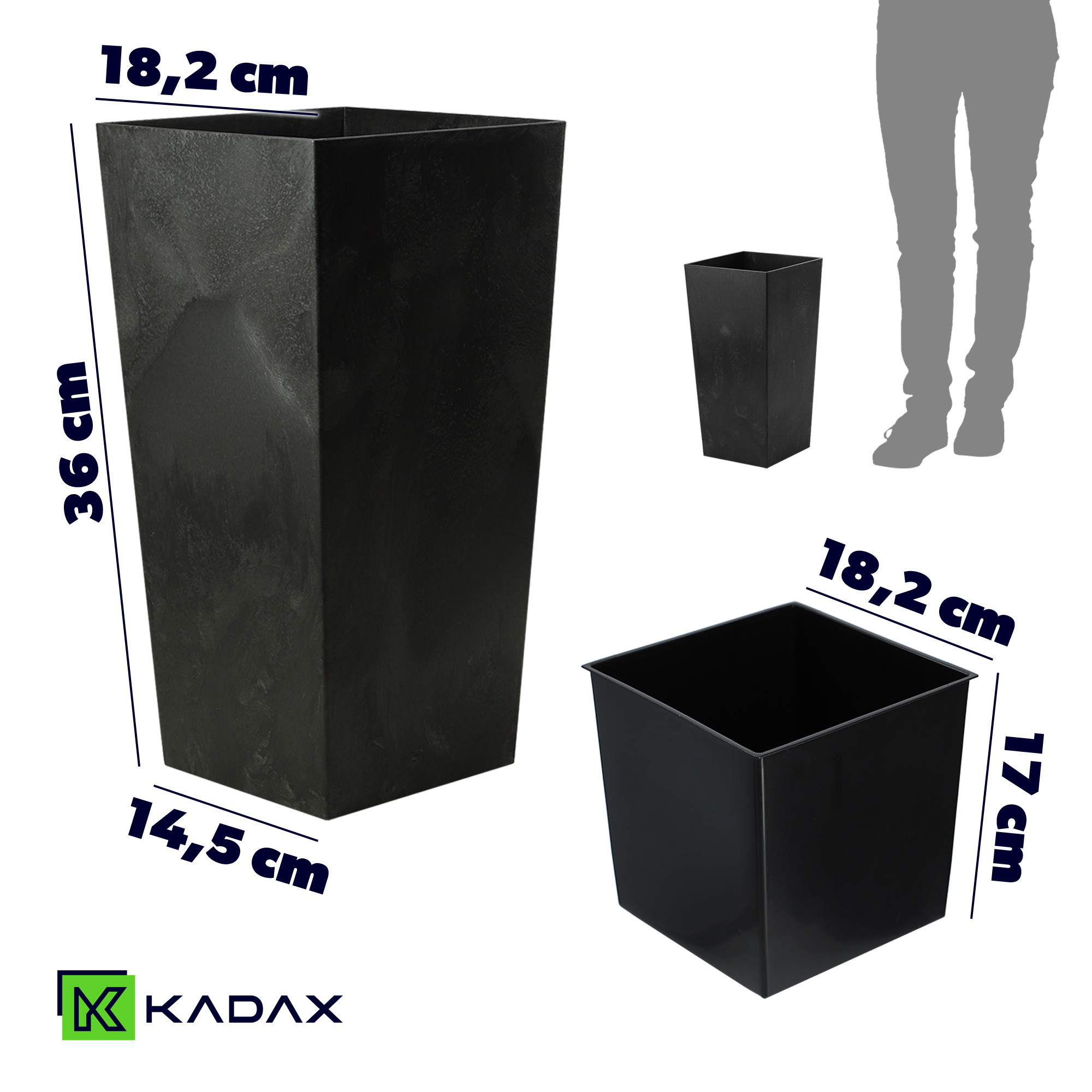 Donica ogrodowa Pesaro 19cm czarny beton