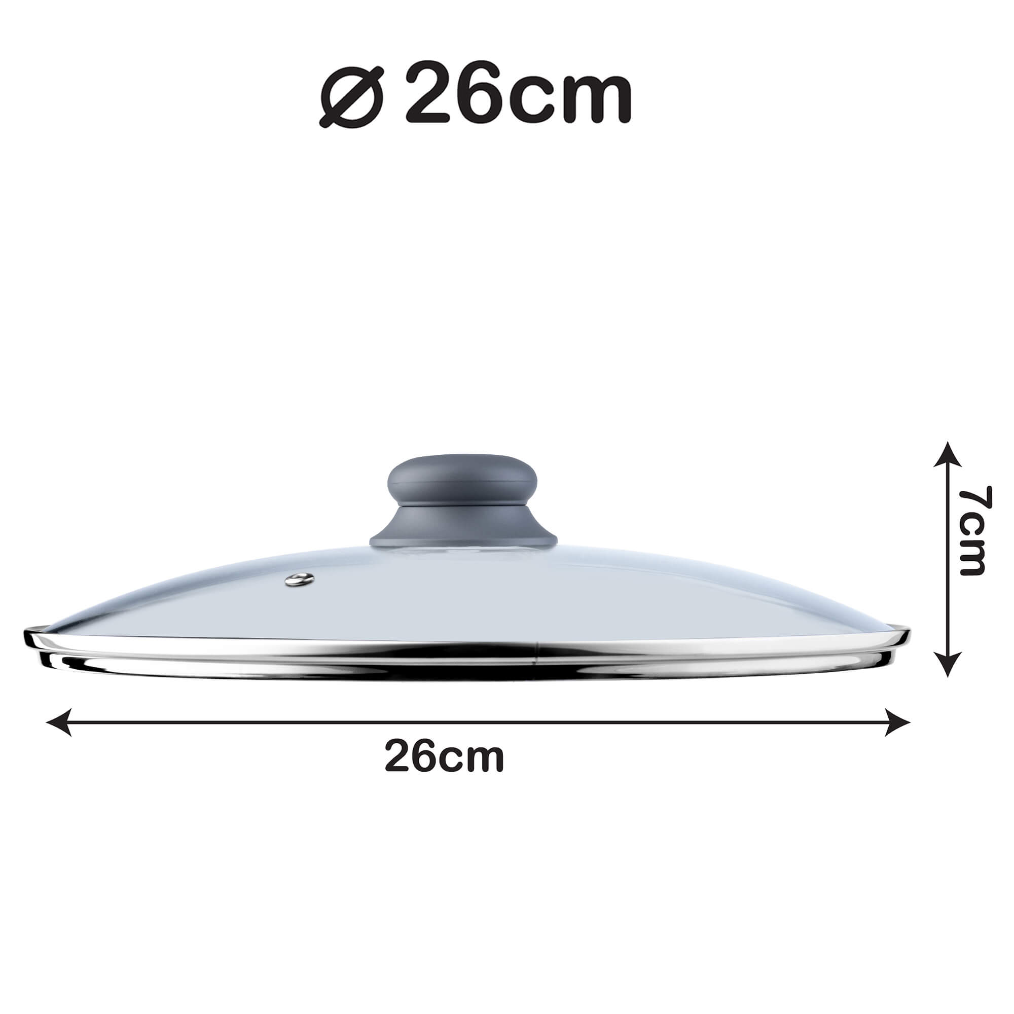 Pokrywa Tolfa z szarym uchwytem sylikonowym, 26 cm