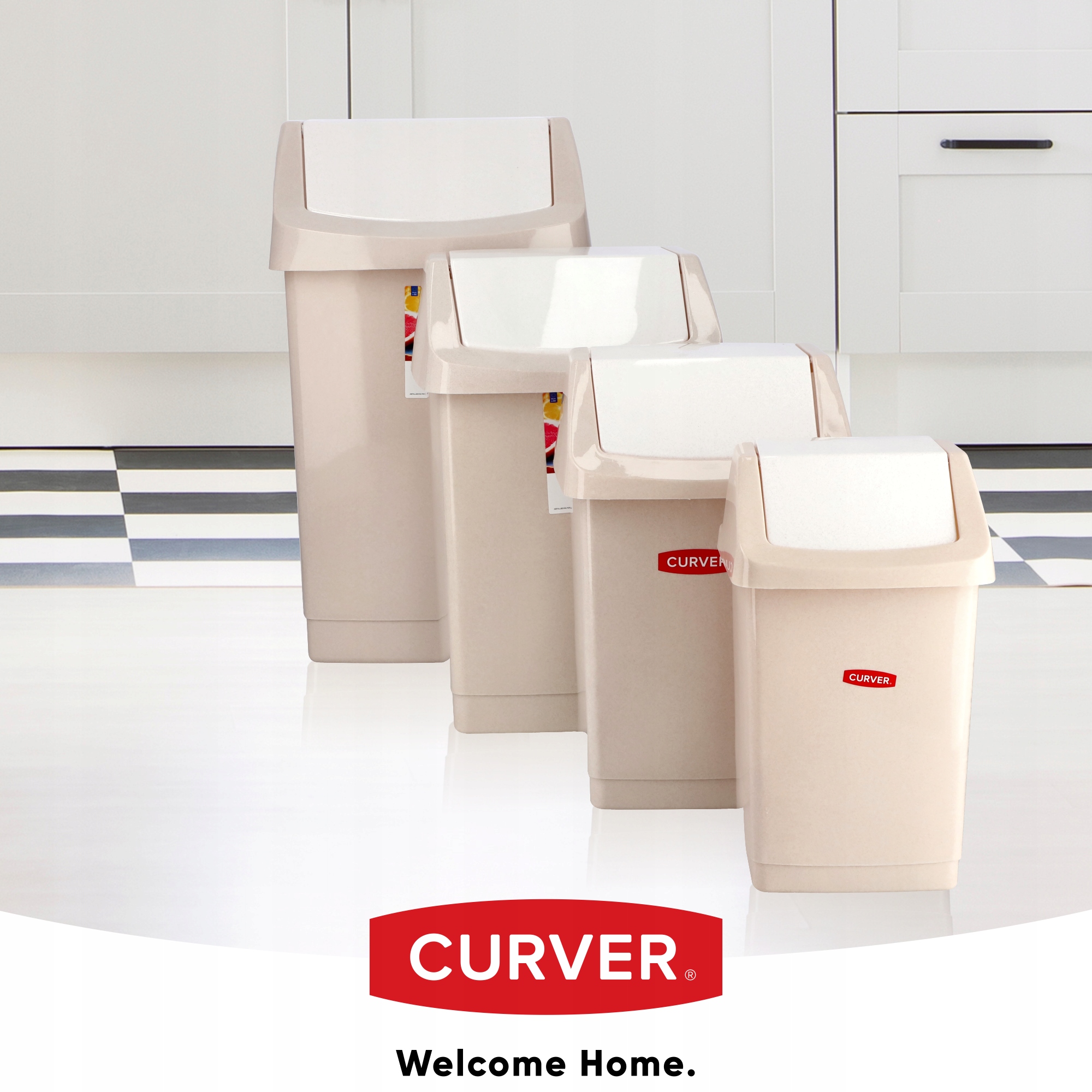 Kosz na śmieci Curver Click-IT 50L, beżowy