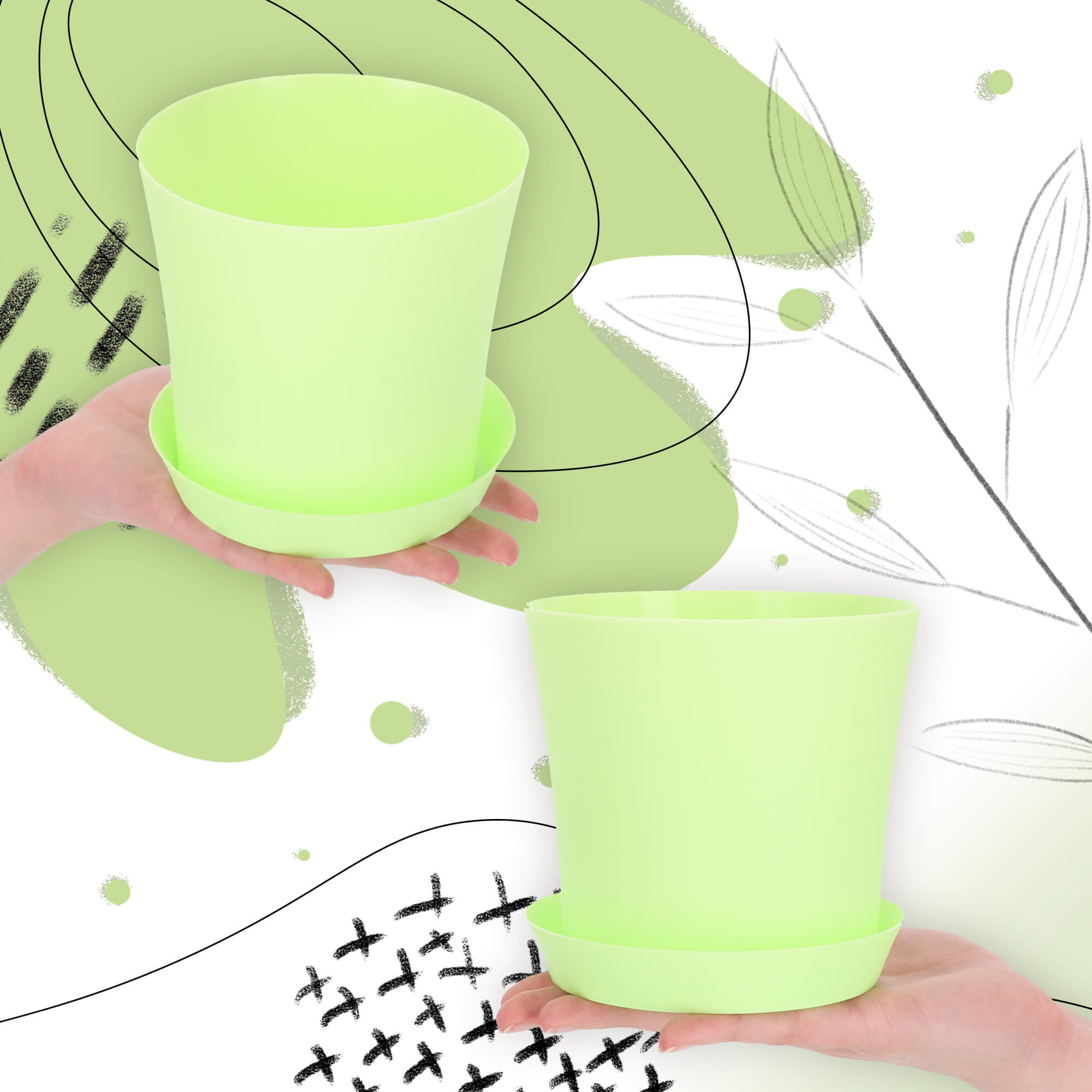 Doniczka na kwiaty Ersa 12 cm, pastelowa zieleń