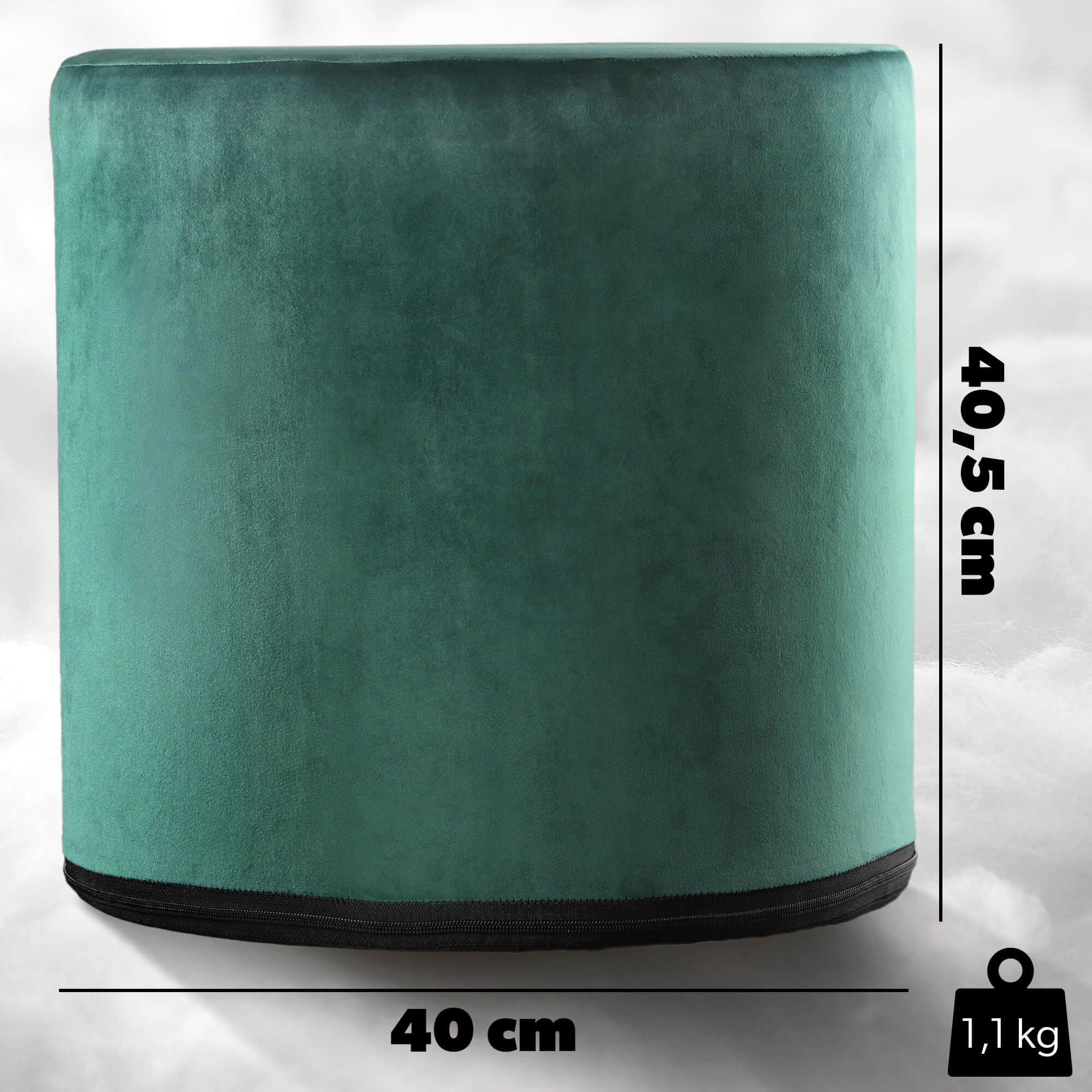 Okrągła pufa welurowa 40 cm, zielona