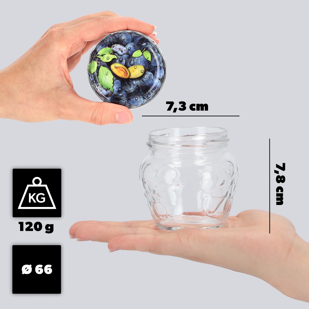 Słoiki Kemi 200ml 50szt 66mm + wieczka "Śliwki"