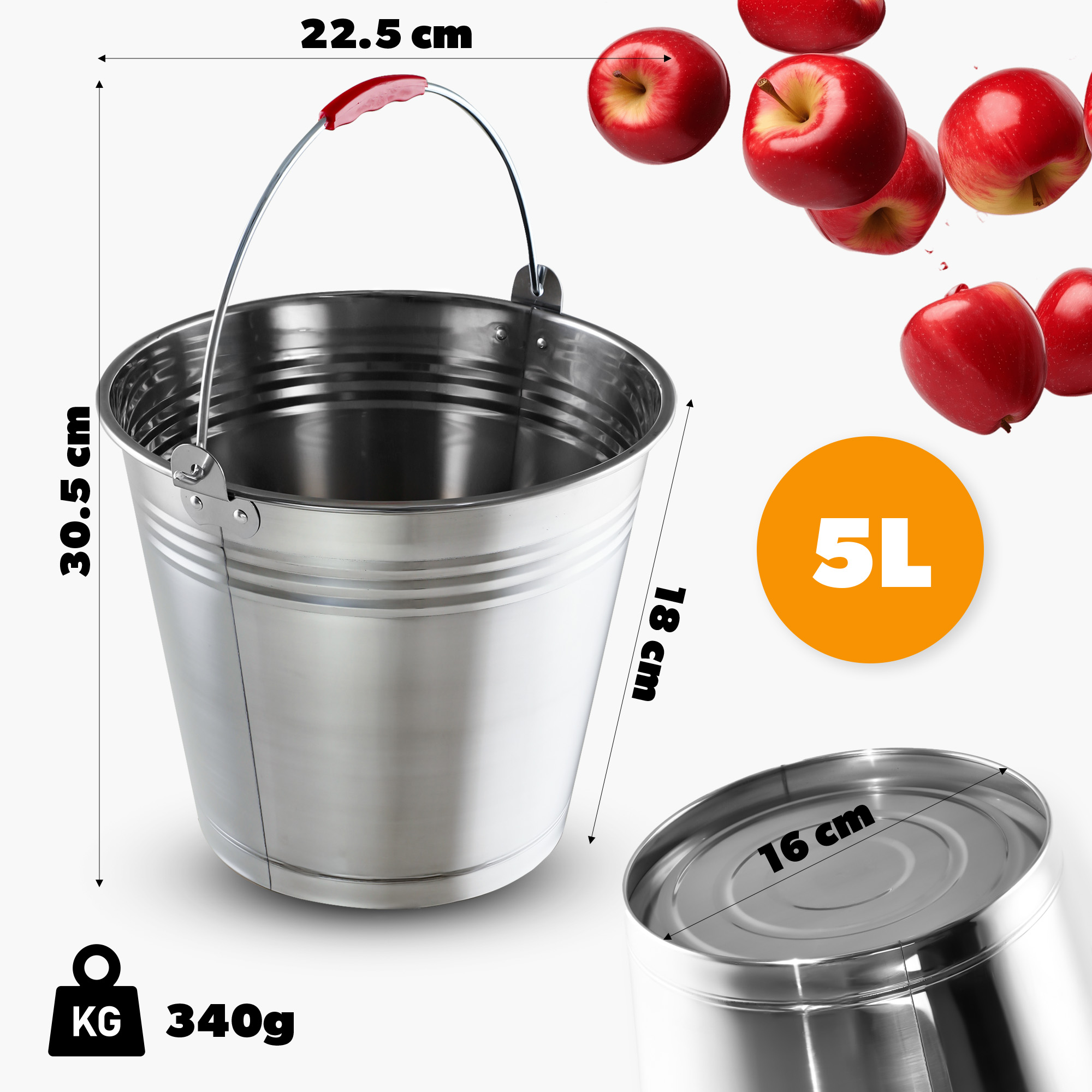 Wiadro nierdzewne z uchwytem Ciney 5L