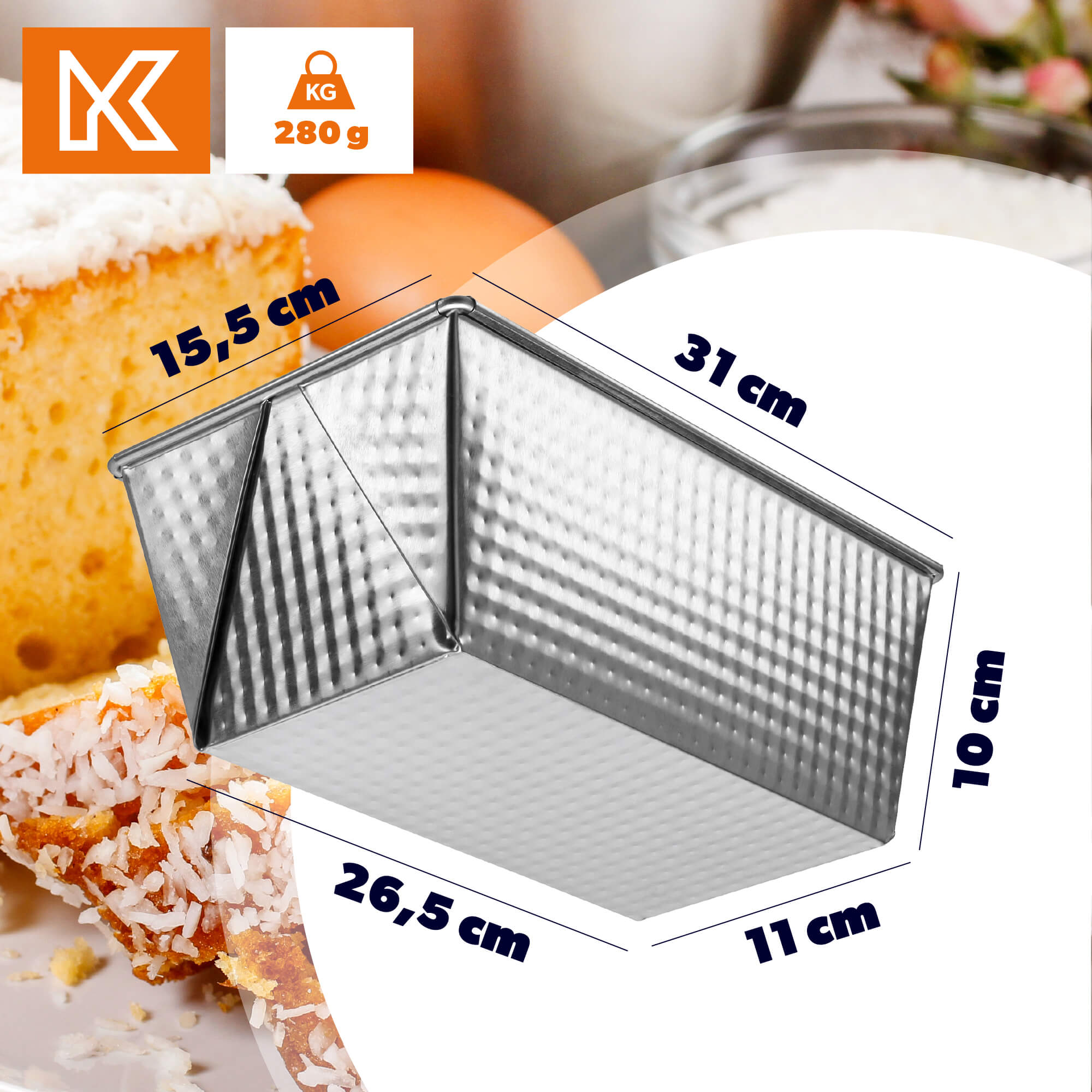 Keksówka do pieczenia wypieków Ellos 31 cm, srebrna