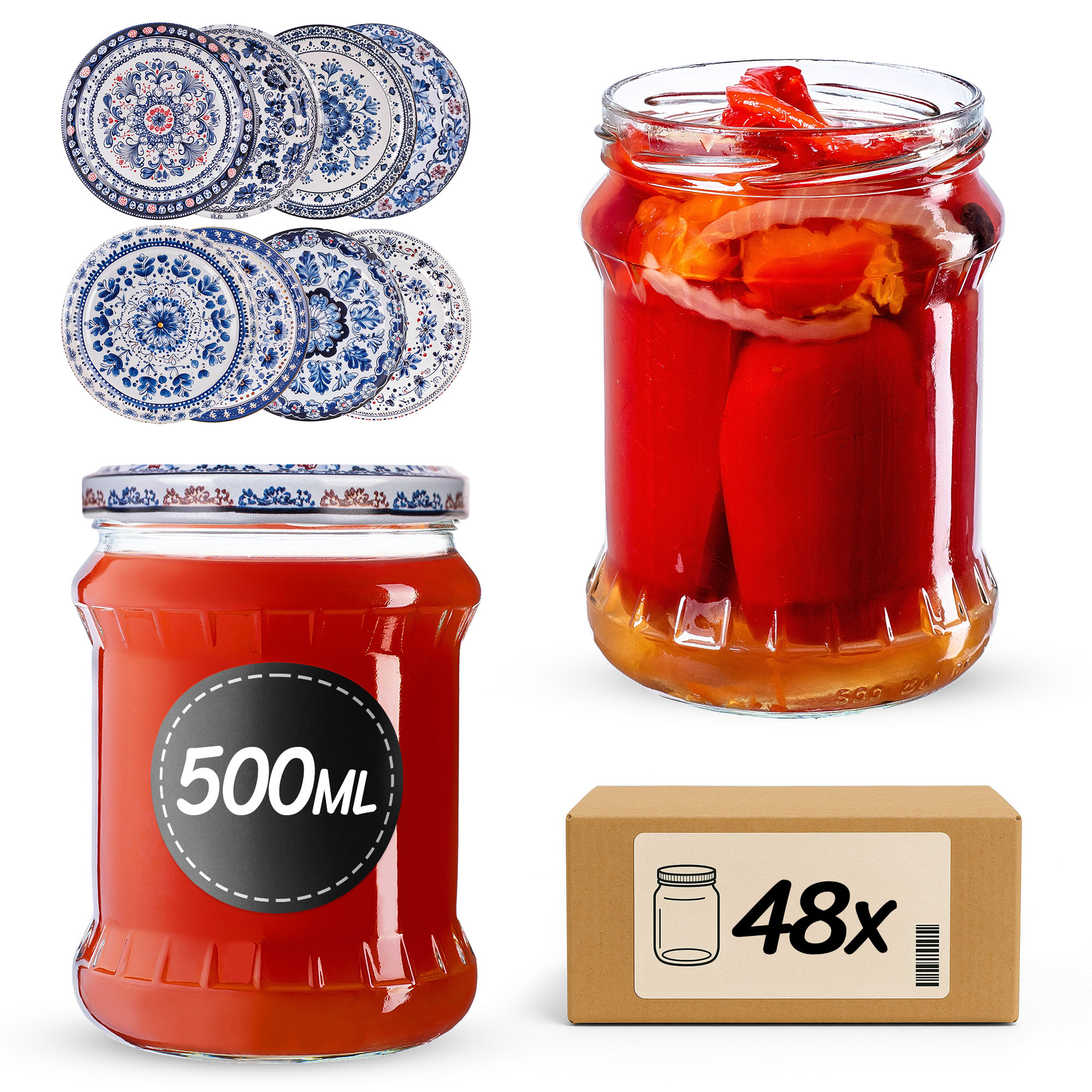 Słoiki na przetwory Kisko 500ml fi82mm 48szt + wieczko Bolesławiec
