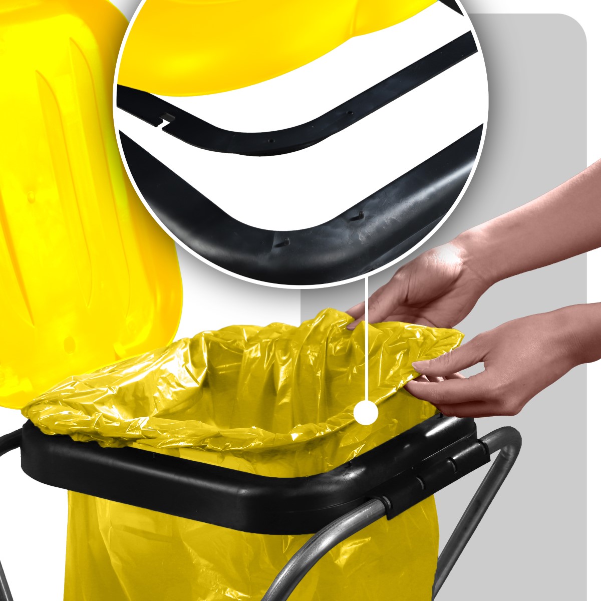 Stojak na worek do segregacji śmieci Bakel pojedynczy żółty