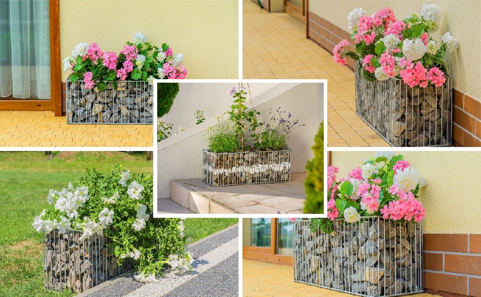 Donica stalowa gabionowa 25 x 72 cm