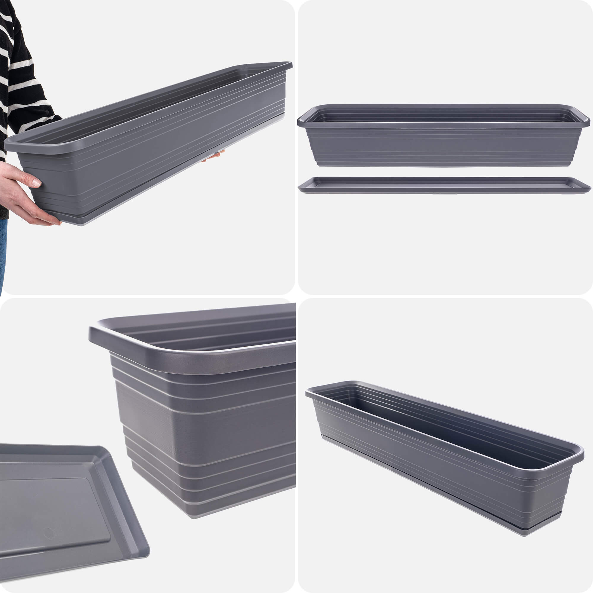 Skrzynka balkonowa z podstawką Paulin 80cm antracyt