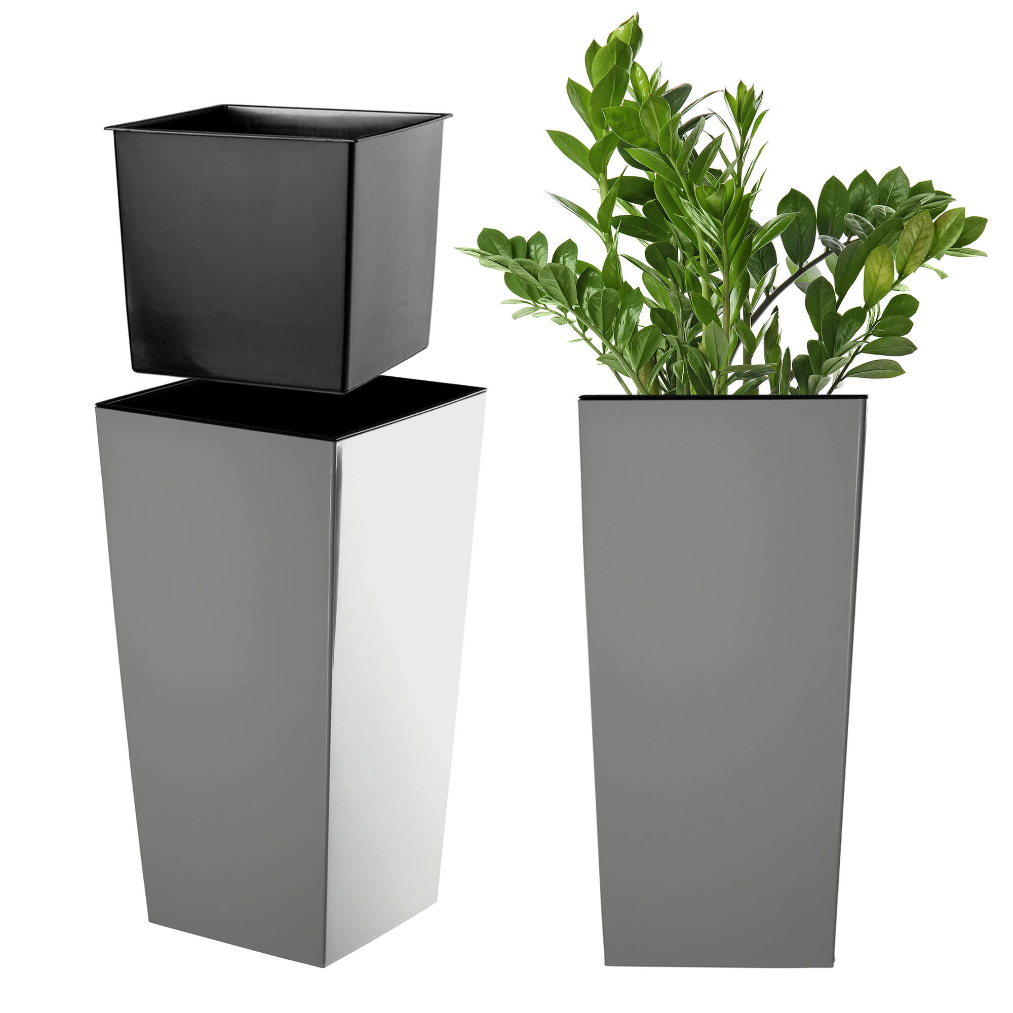 Donica na kwiaty z wkładem Masiera 19 cm, szara