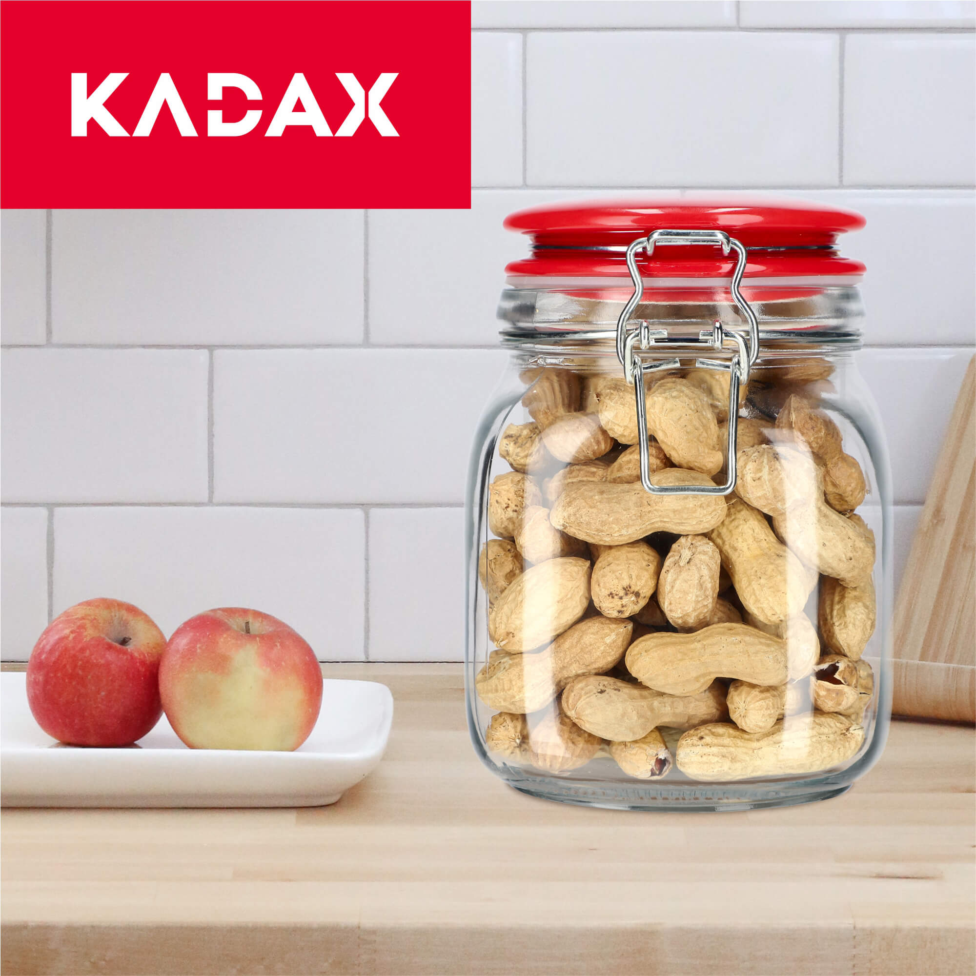 Słoik hermetyczny z ceramiczną pokrywą 1L czerwony