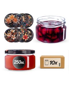 Słoiki na przetwory Denia 250ml 10szt 82mm + wieczko "Kwiaty"