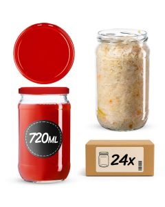 Słoiki na przetwory Niva 720ml 24szt 82mm + wieczka czerwone