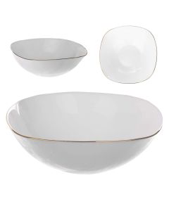 Salaterka szklana Gullo 18 cm biała ze złotym rantem 1 szt.