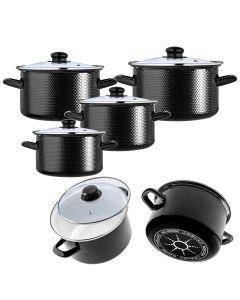 Zestaw garnków emaliowanych Pruno 2L, 3L, 4L, 5L czarne
