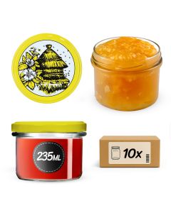 Słoiki na przetwory Tartu 235ml 10szt 82mm + wieczka "Pszczoły"