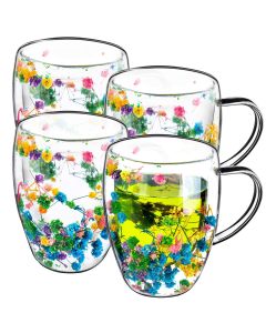 Kubek termiczny z kwiatowym motywem Riga 350ml wielokolorowy 4 szt.