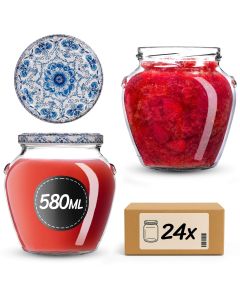 Słoiki na przetwory Sassa 580ml 24szt 82mm + wieczka "Porcelana"