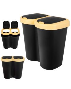Podwójny kosz na śmieci Aumoy 40L czarno-żółty