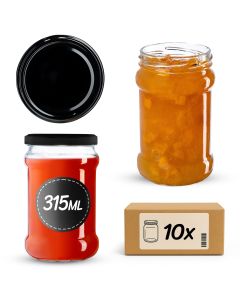 Słoiki na przetwory Seno 315ml 10szt 66mm + wieczka czarne
