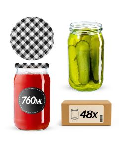 Słoiki na przetwory Niva 760ml 48szt 82mm + wieczka "Czarna Krata"