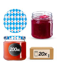 Słoiki na przetwory Lerma 200ml 20szt 66mm + wieczka "Niebieskie romby"