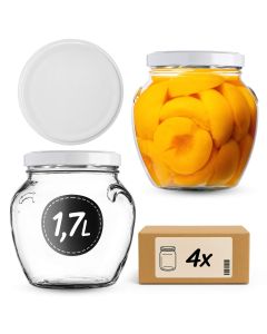 Słoiki na przetwory Sassa 1700ml 4szt 110mm + wieczka białe