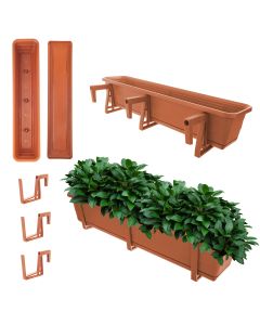 Skrzynka balkonowa z podstawką i uchwytami Paulin 80cm terrakota