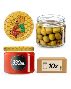 Słoiki na przetwory Sonka 330ml 10szt 82mm + wieczka "Miód"