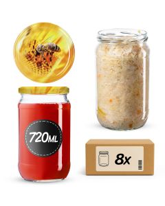 Słoiki na przetwory Niva 720ml 8szt 82mm + wieczka "Pszczoła"