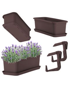 Skrzynka balkonowa z podstawką i uchwytami Evron 40 cm, brązowa