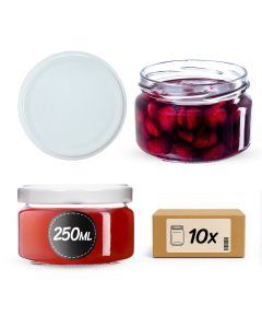 Słoiki na przetwory Denia 250ml 10szt 82mm + wieczko białe