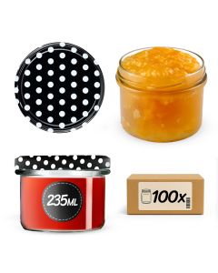 Słoiki na przetwory Tartu 235ml 100szt 82mm + wieczka "Groszek czarny"