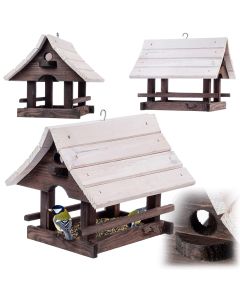 Karmnik dla ptaków Arbis domek 30 x 25 cm brązowo-biały