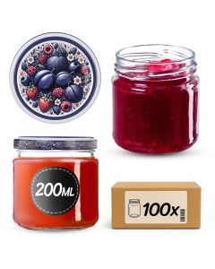 Słoiki na przetwory Lerma 200ml 100szt 66mm + wieczka "Owocowy bukiet"