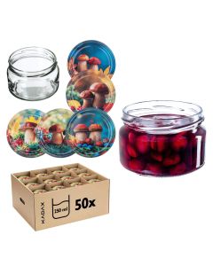 Słoiki na przetwory Denia 250ml 50szt 82mm + wieczko "Polskie grzyby"
