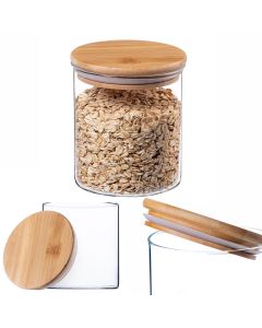Pojemnik szklany Piney z bambusową pokrywą 800ml