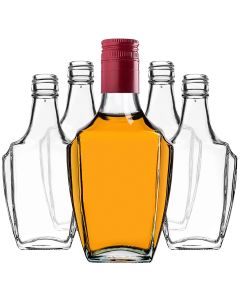 Szklana butelka na nalewkę Faenza 250ml z długą czerwoną zakrętką 10 szt.