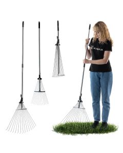 Grabie do liści 15 zębów 151 cm, srebrne
