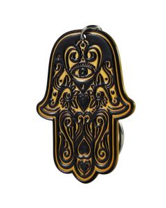 Breloczek hamsa 4 x 5 cm, czarno-żółty